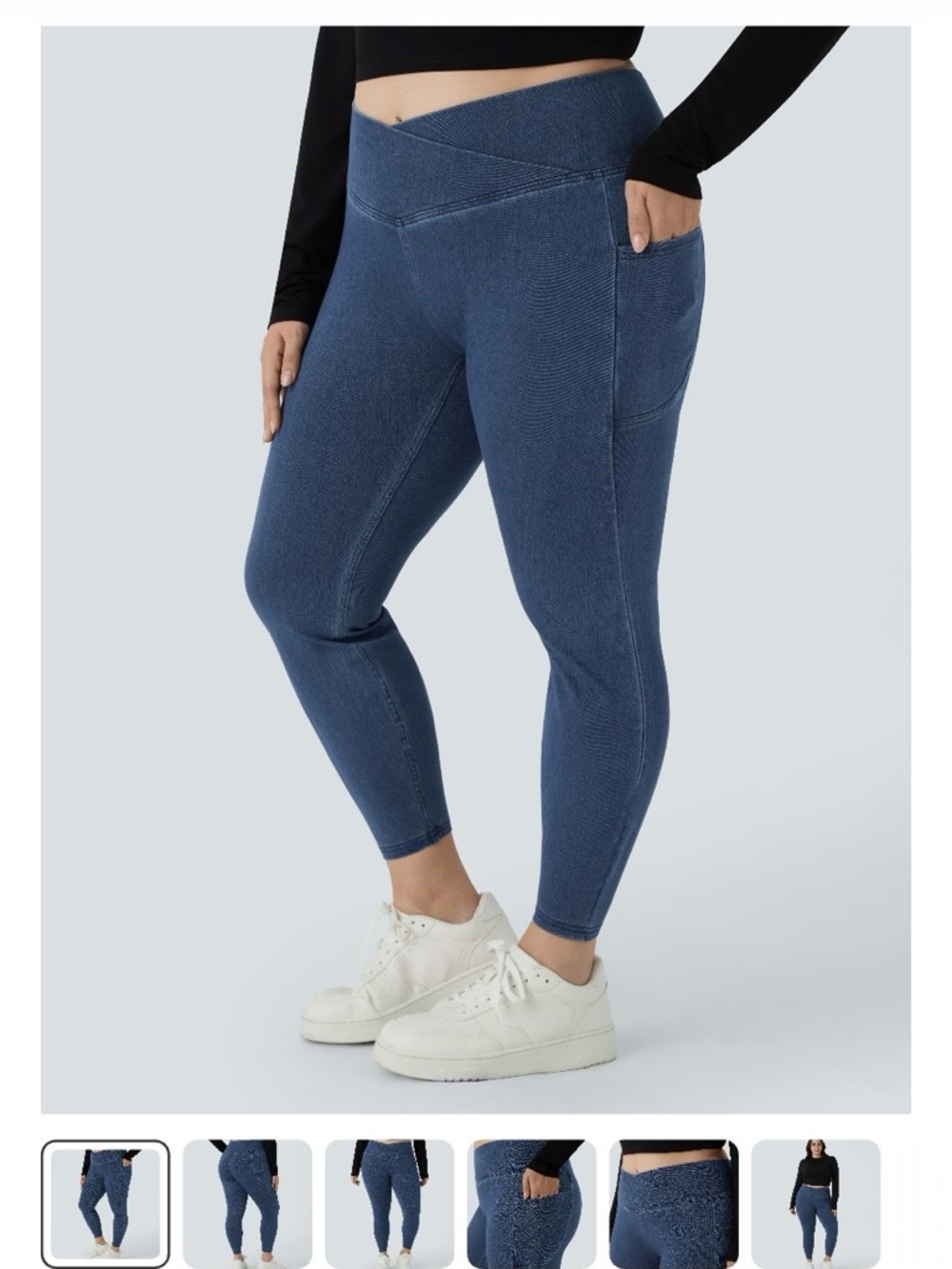HALARA High-Waist Blue Women's Jeggings with Pockets